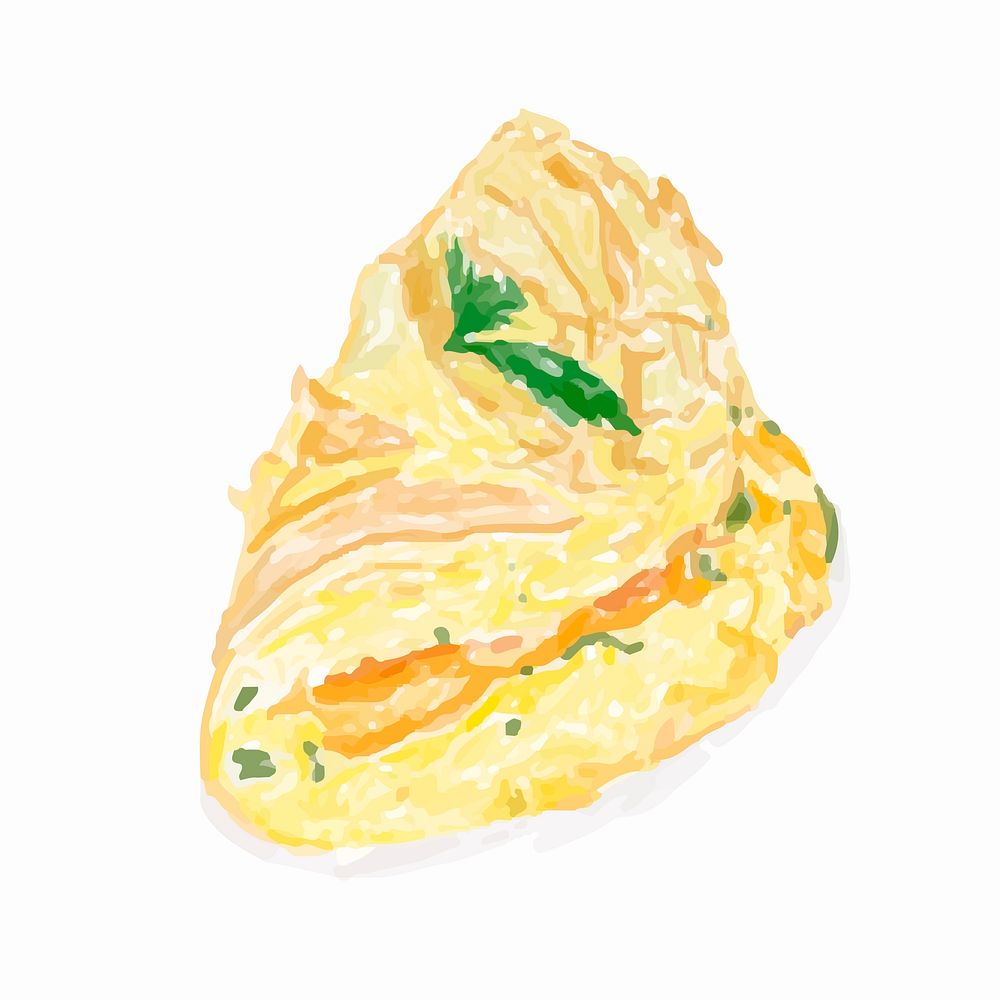 Hand drawn omelette watercolor style