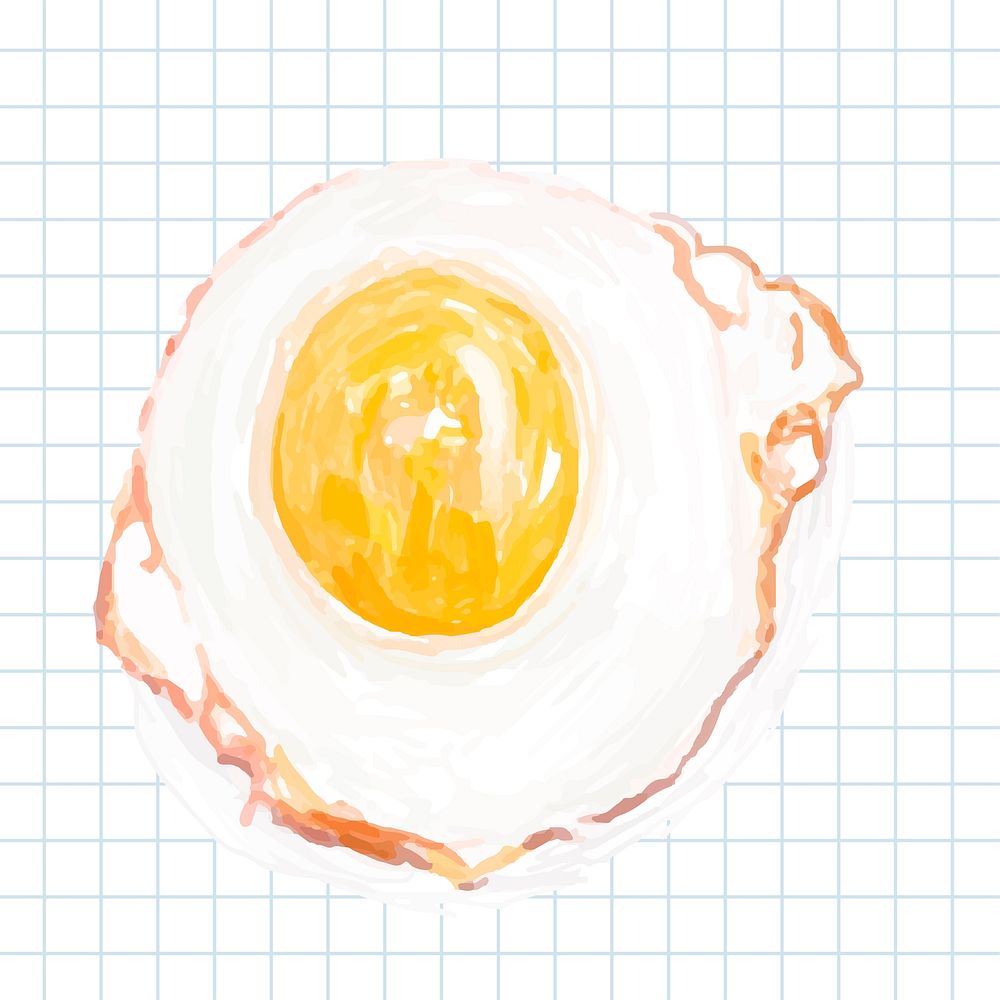 Hand drawn cooked egg watercolor style