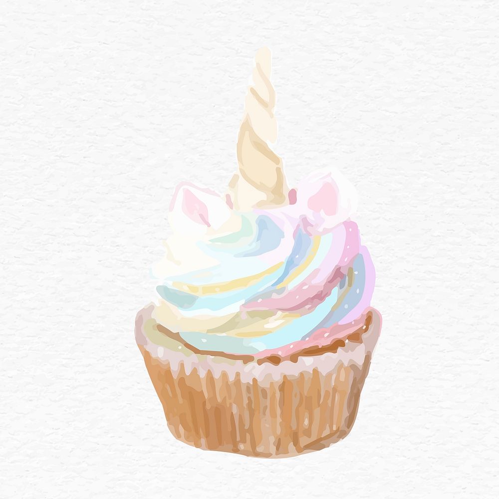 Dessert unicorn cupcake psd drawing illustration