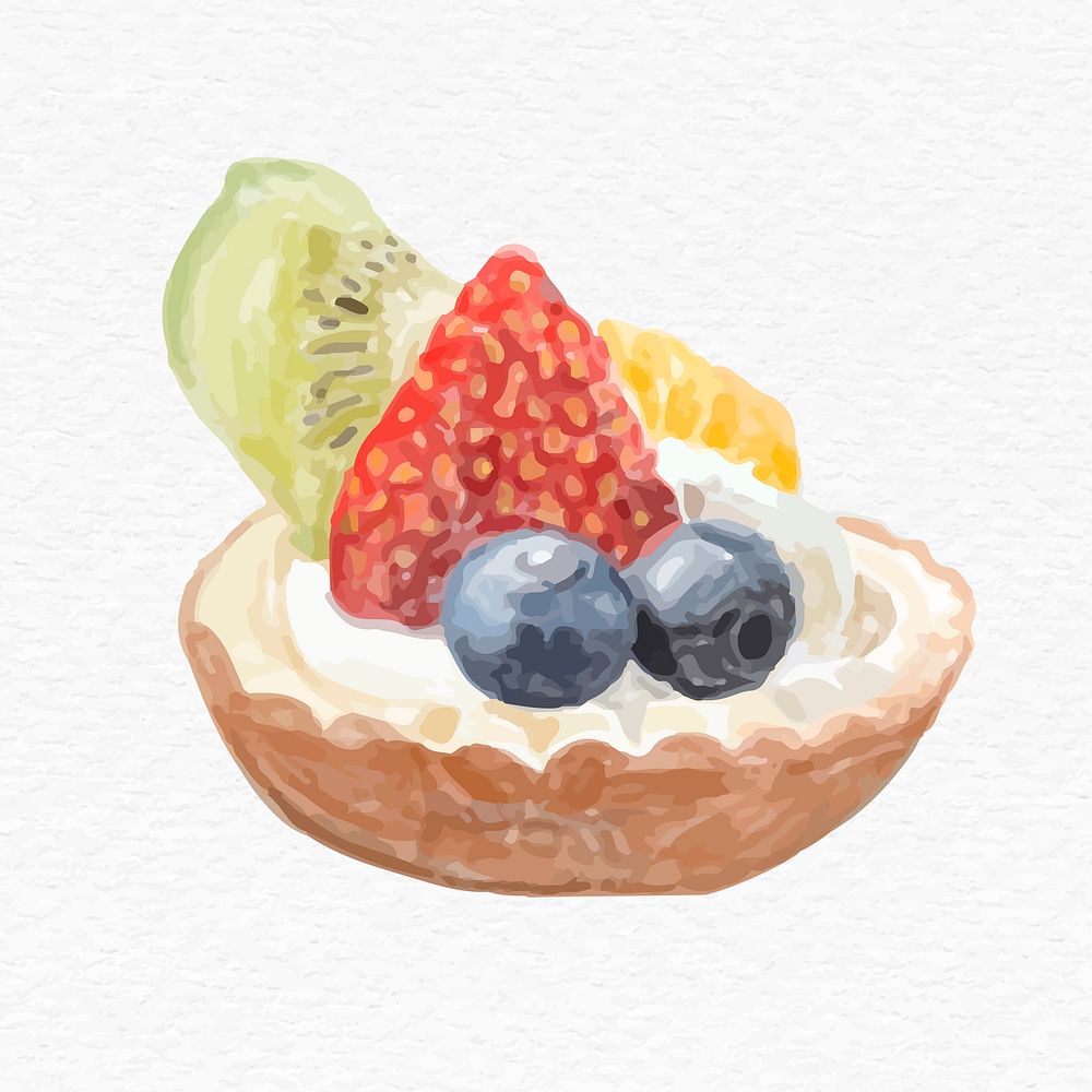 Fruit tart dessert psd watercolor illustration