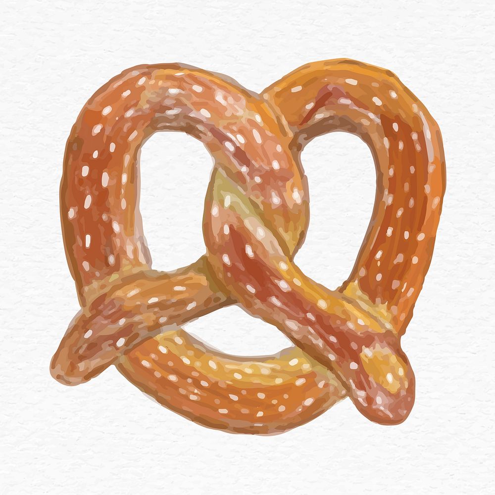 Golden pretzel food psd watercolor drawing