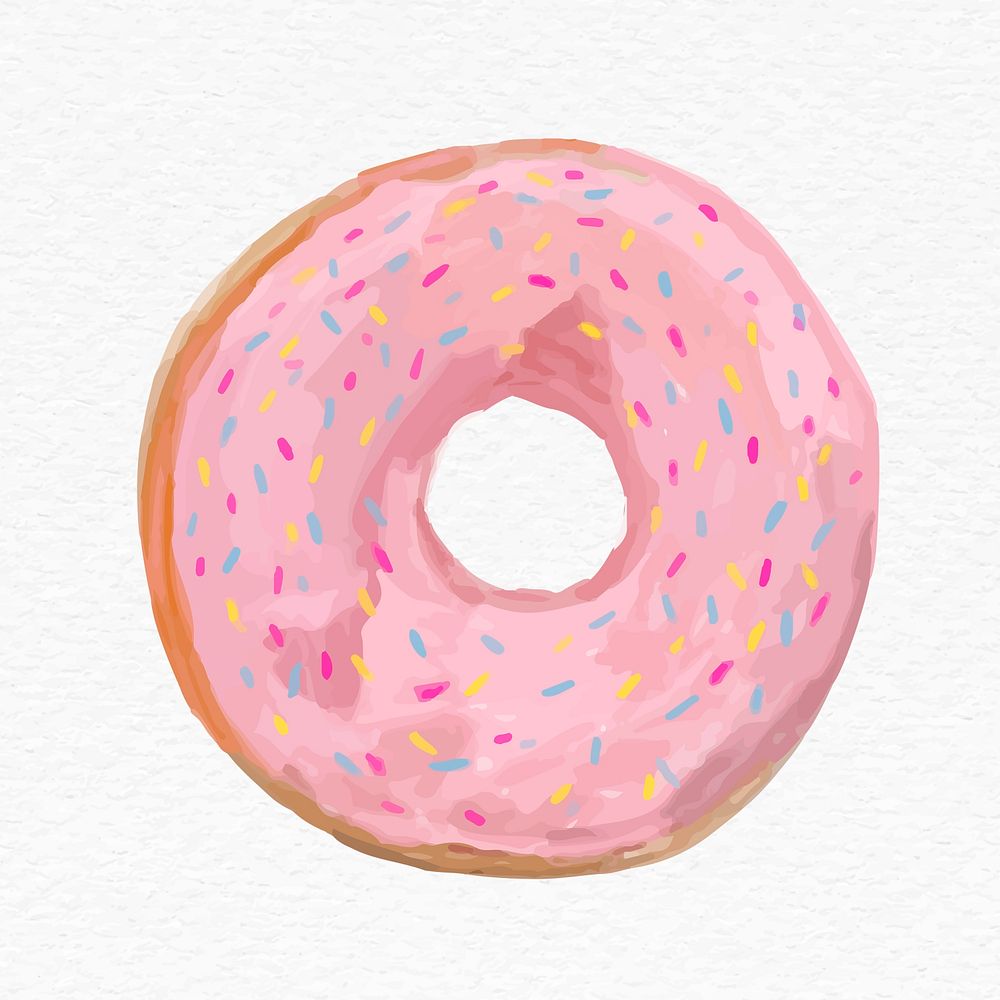 Glazed pink donut psd hand drawn