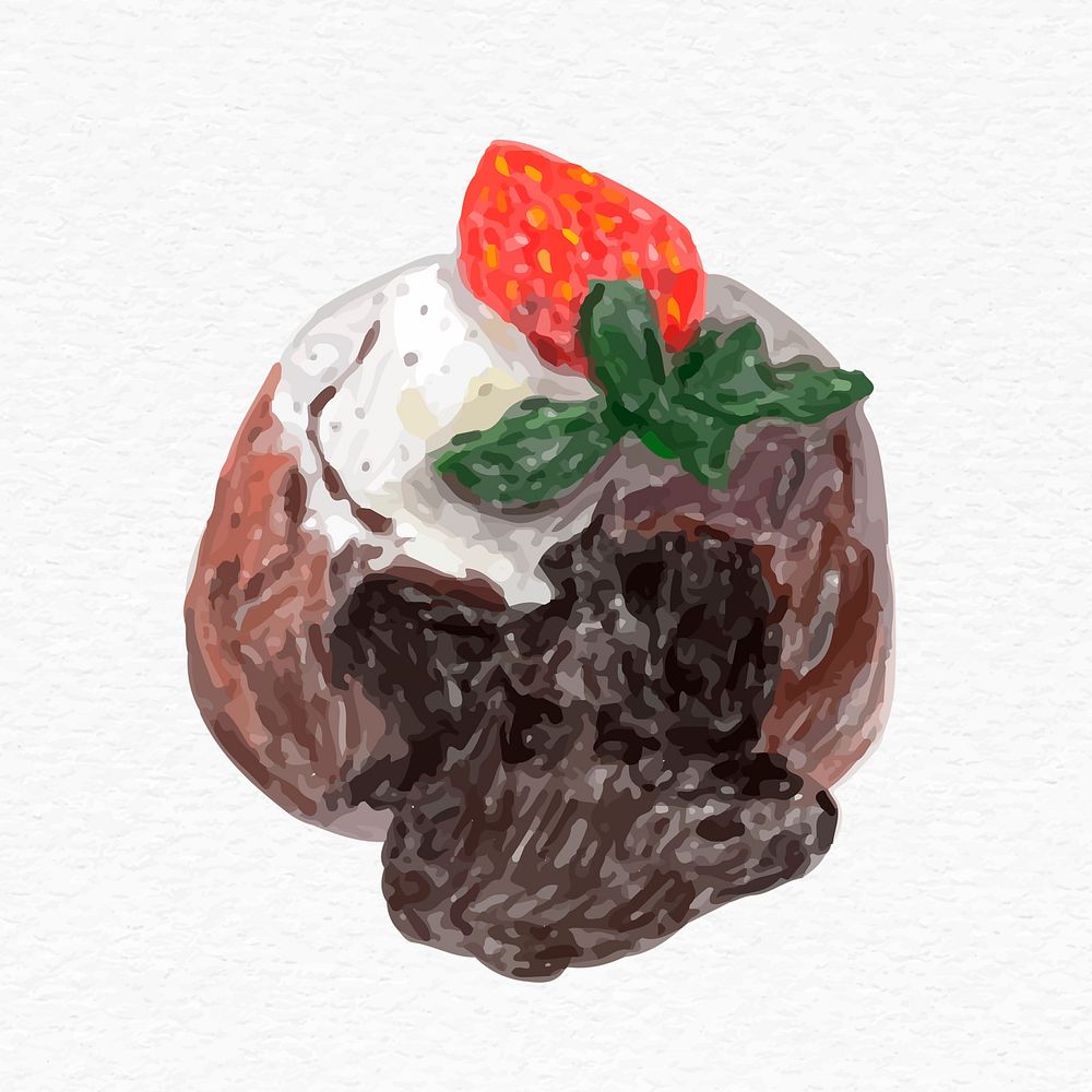 Chocolate lava cake psd dessert illustration