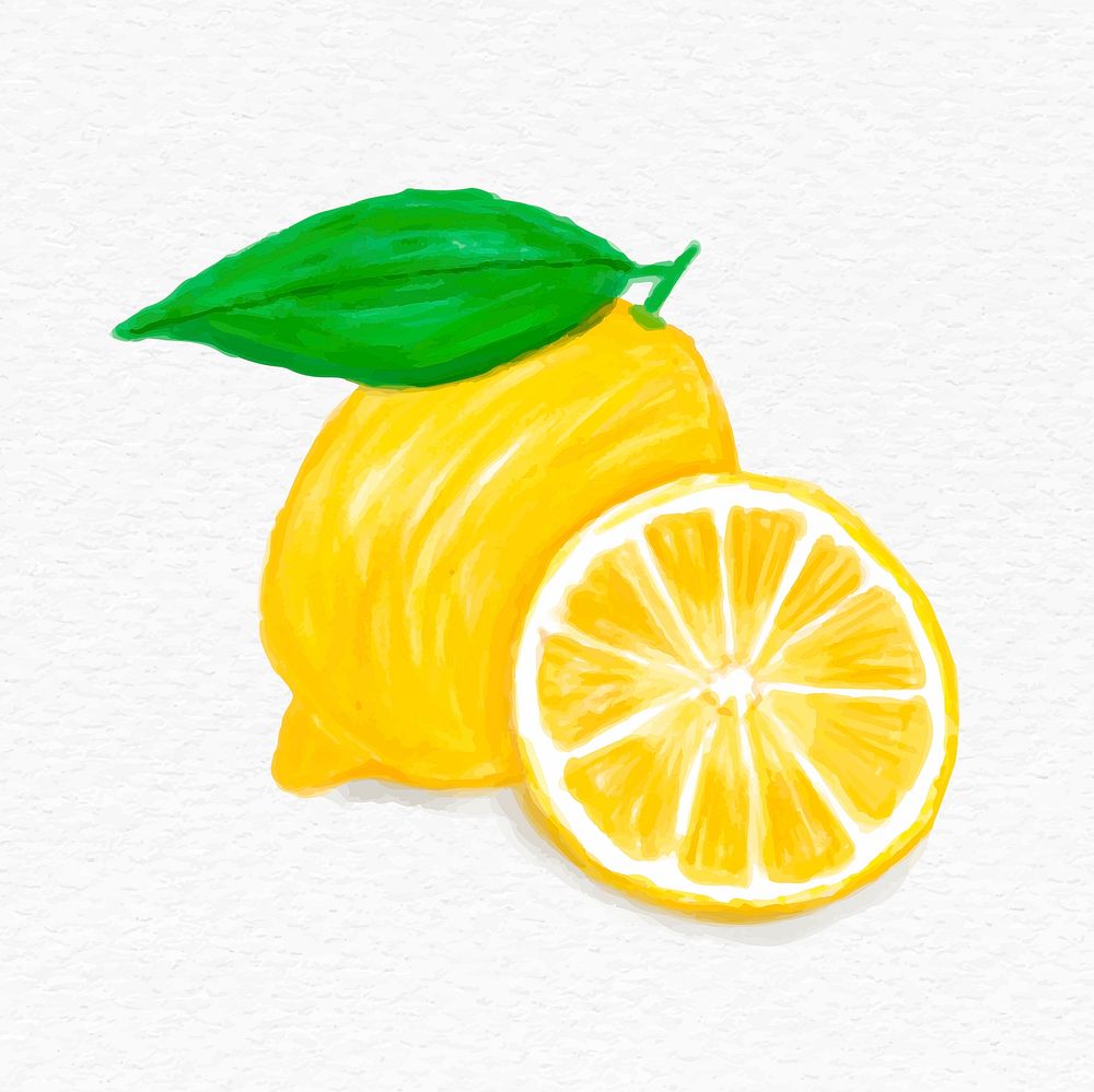 Food ingredient lemon psd watercolor illustration