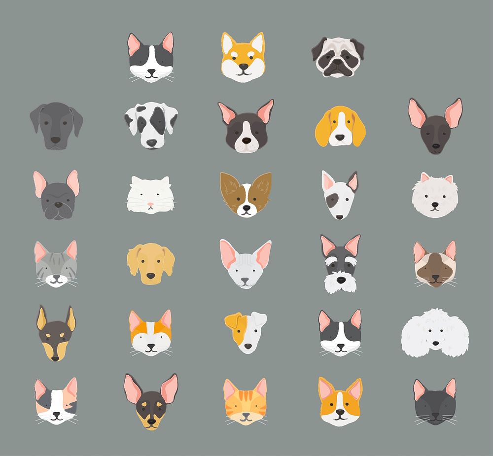 Cats and dogs icon collection