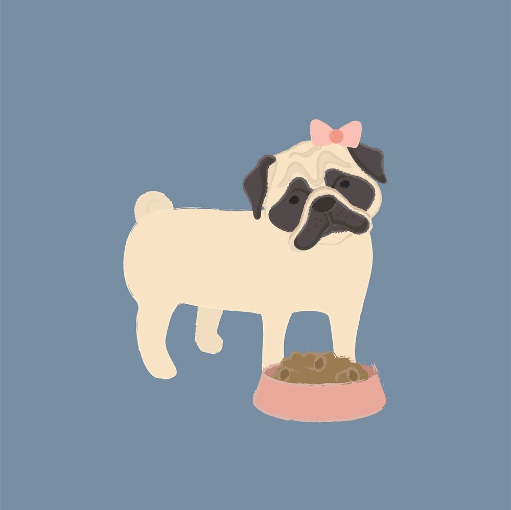 Cute illustration of a pug dog