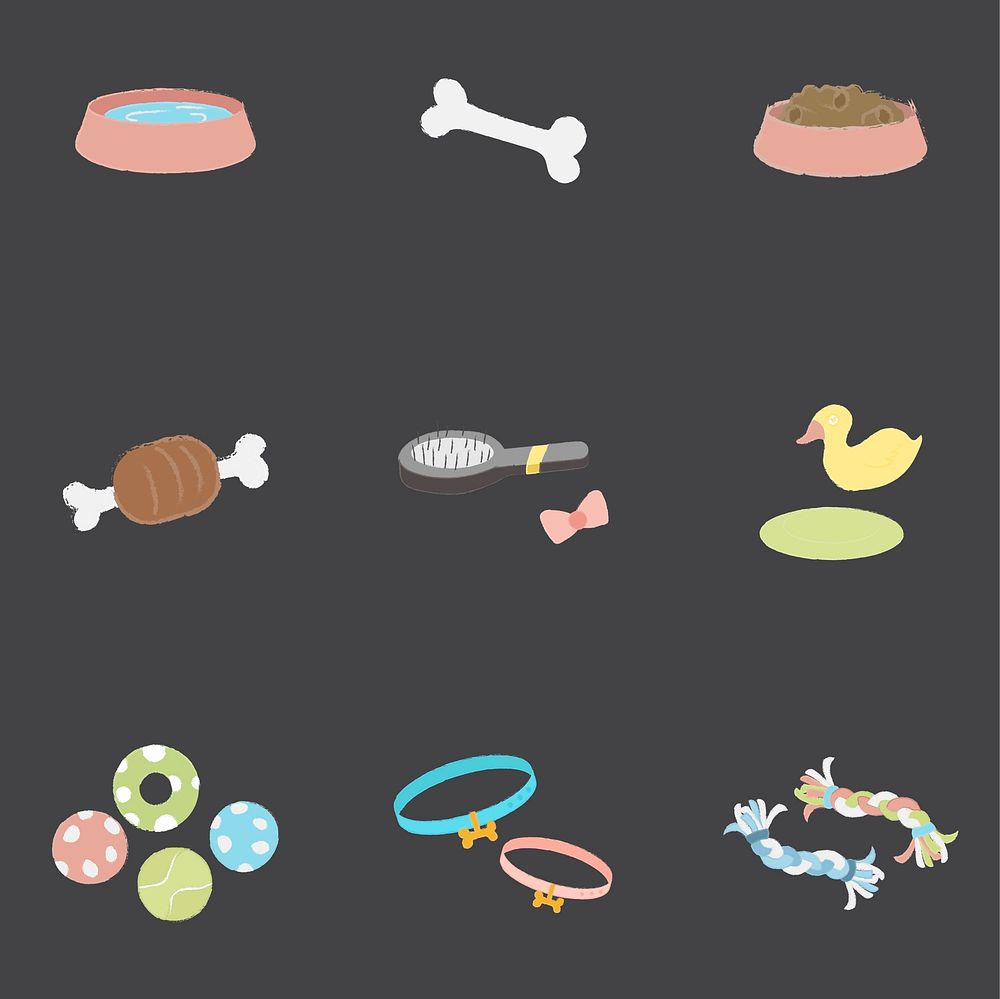 Illustration set of pet related things