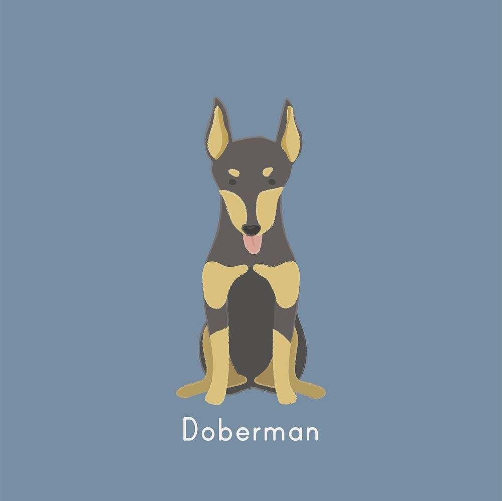 Cute illustration of a doberman dog