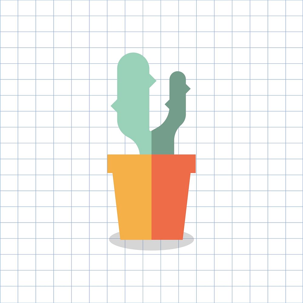 Illustration of a colored cactus in a pot