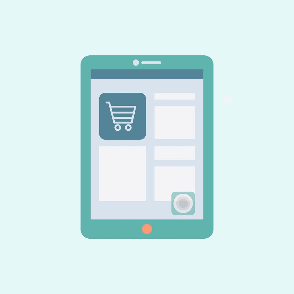 Online shopping on a tablet vector