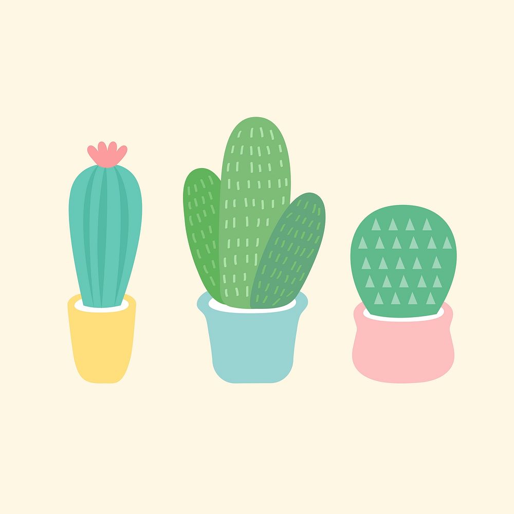 Three small cacti vector