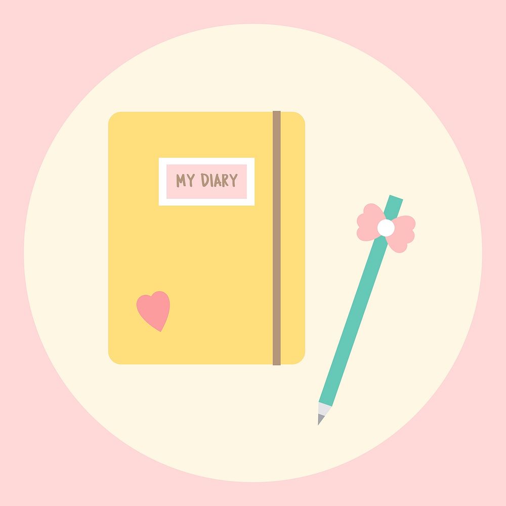 Illustration of a girly notebook