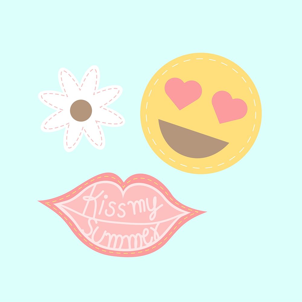 Illustration of a girly lips and emoji
