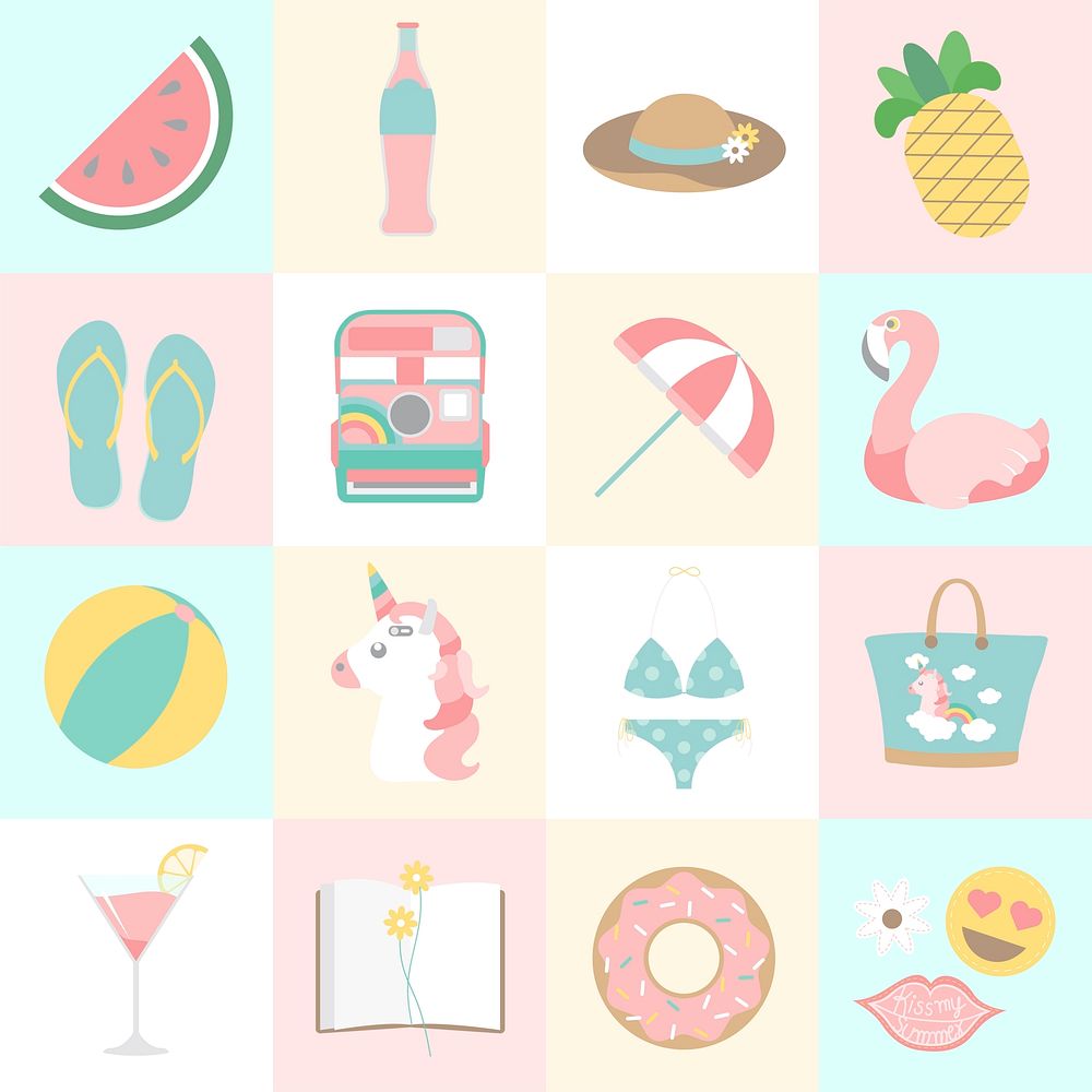 Illustration set of pastel style icons