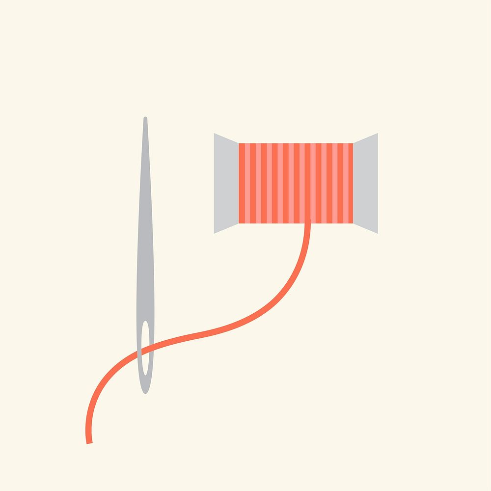 Simple illustration of a needle and a thread