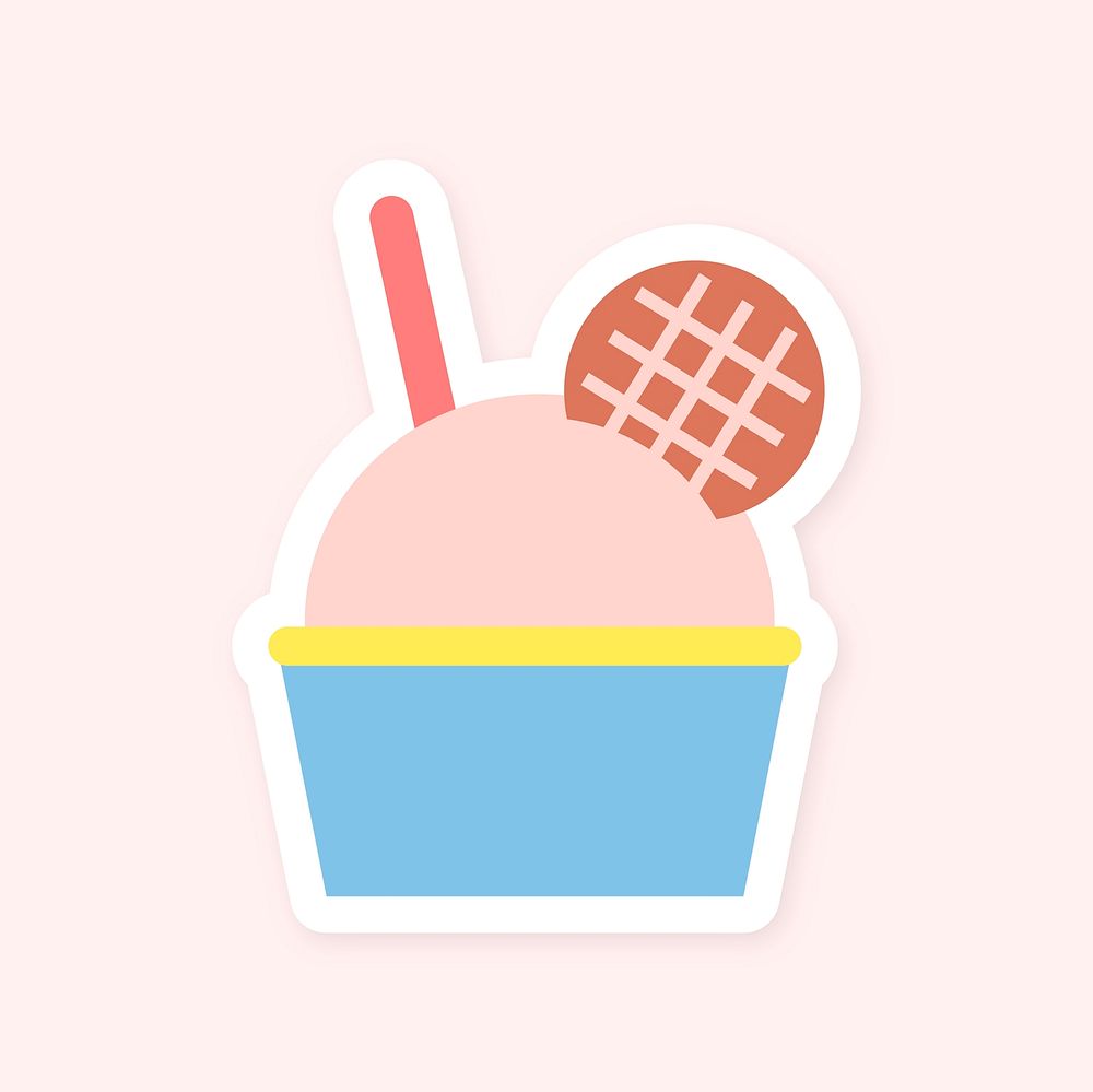 Ice cream with cookie in cup sticker vector