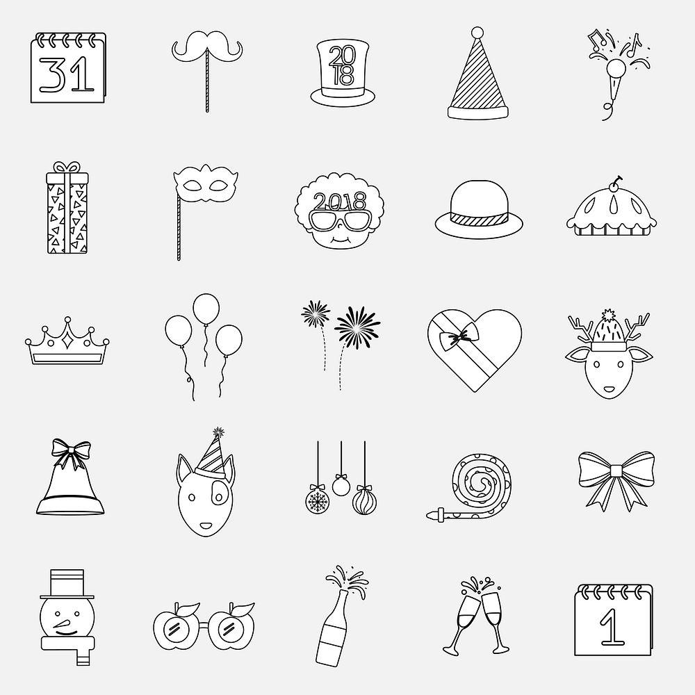 Illustration of celebration party icons set