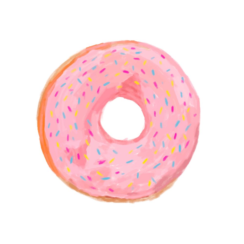 Illustration of hand drawn donut icon isolated on white background