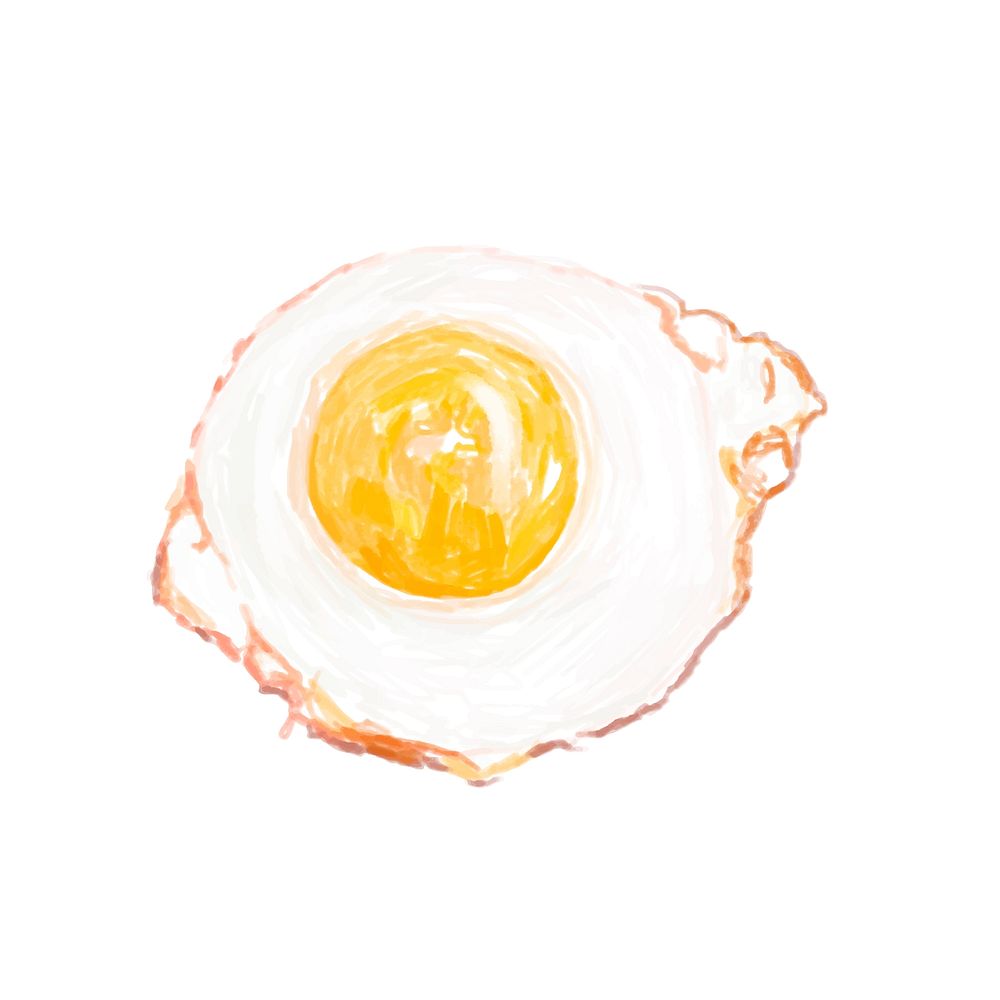 Illustration of hand drawn fried egg icon isolated on white background