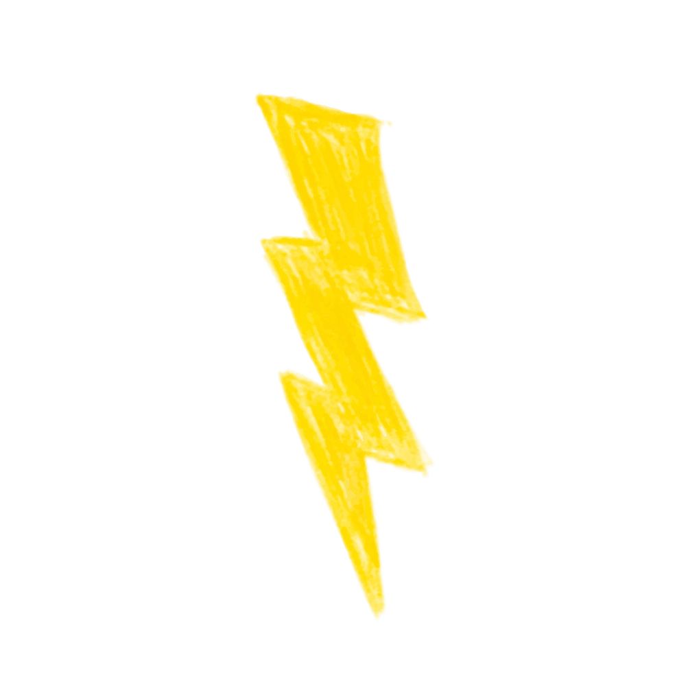 Illustration of hand drawn lightning bolt icon isolated on white background
