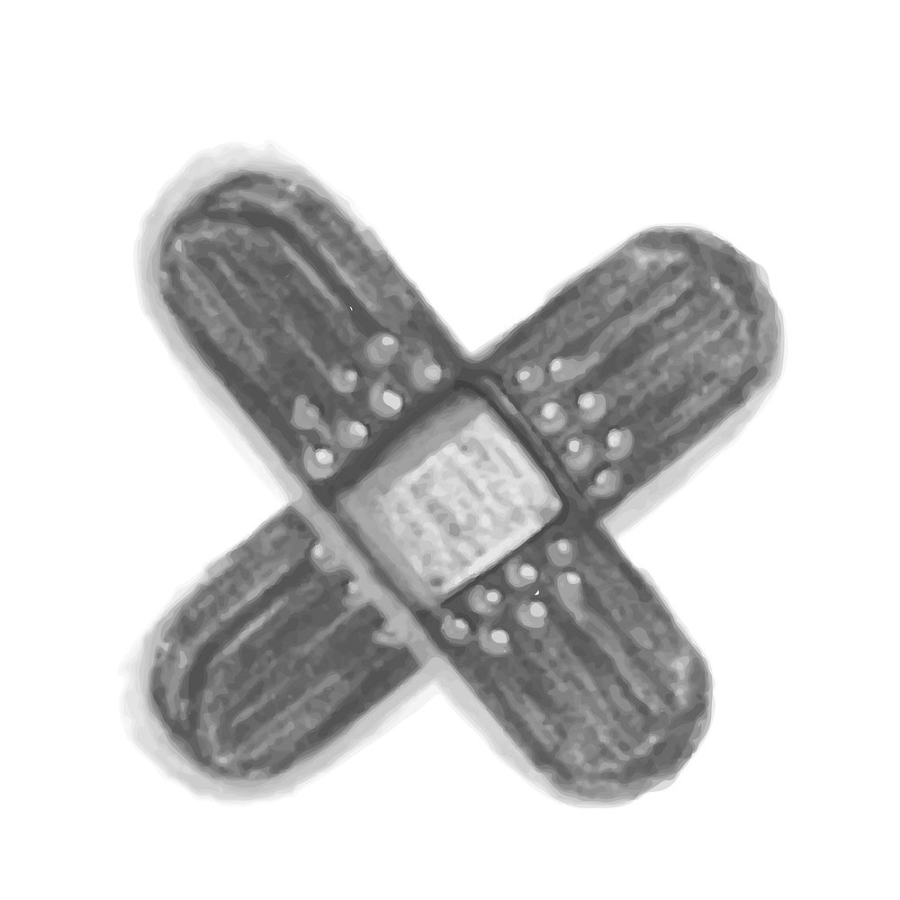 Illustration of hand drawn bandage icon isolated on white background