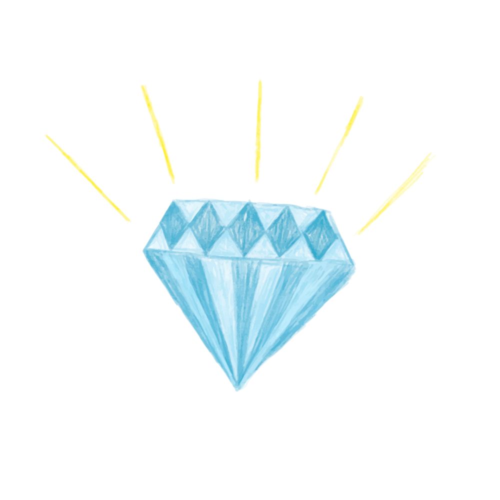 Illustration of hand drawn diamond icon isolated on white background