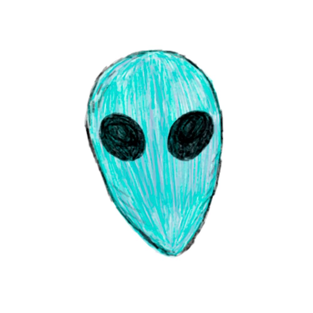 Illustration of hand drawn alien icon isolated on white background
