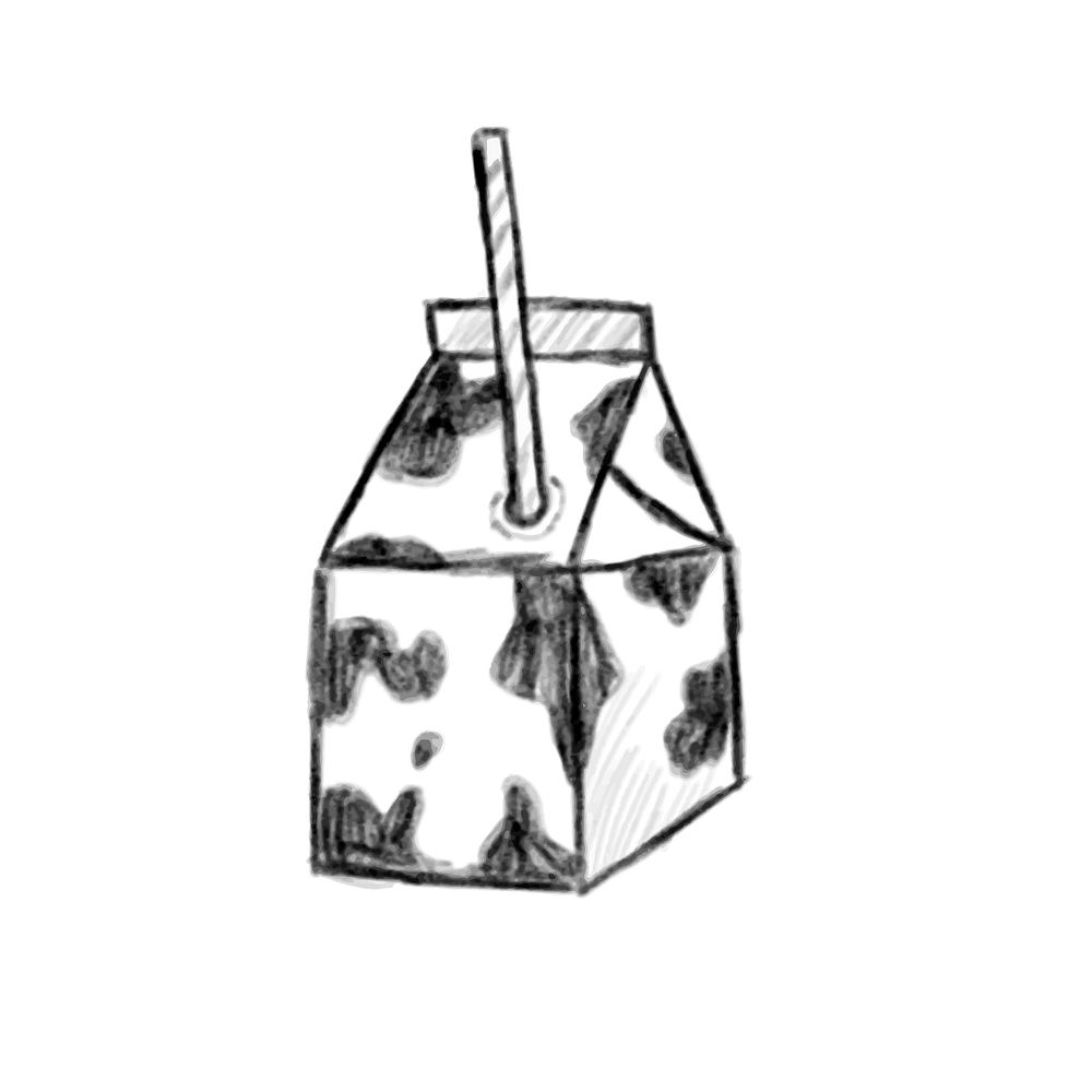 Illustration of hand drawn milk icon isolated on white background