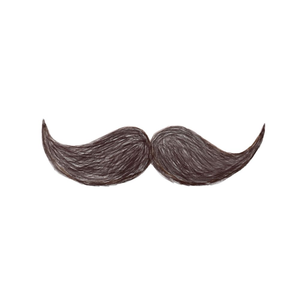 Illustration of hand drawn mustache icon isolated on white background