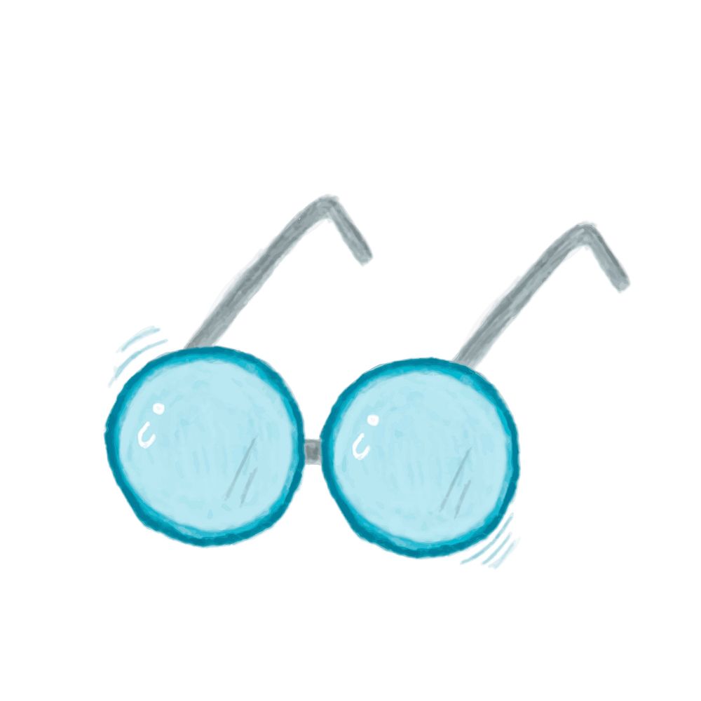 Illustration of hand drawn eyeglasses icon isolated on white background