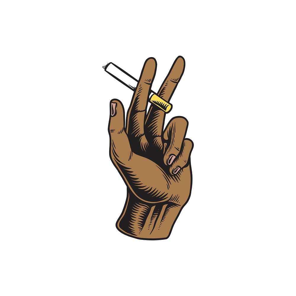 Illustration of hand with cigarette icon
