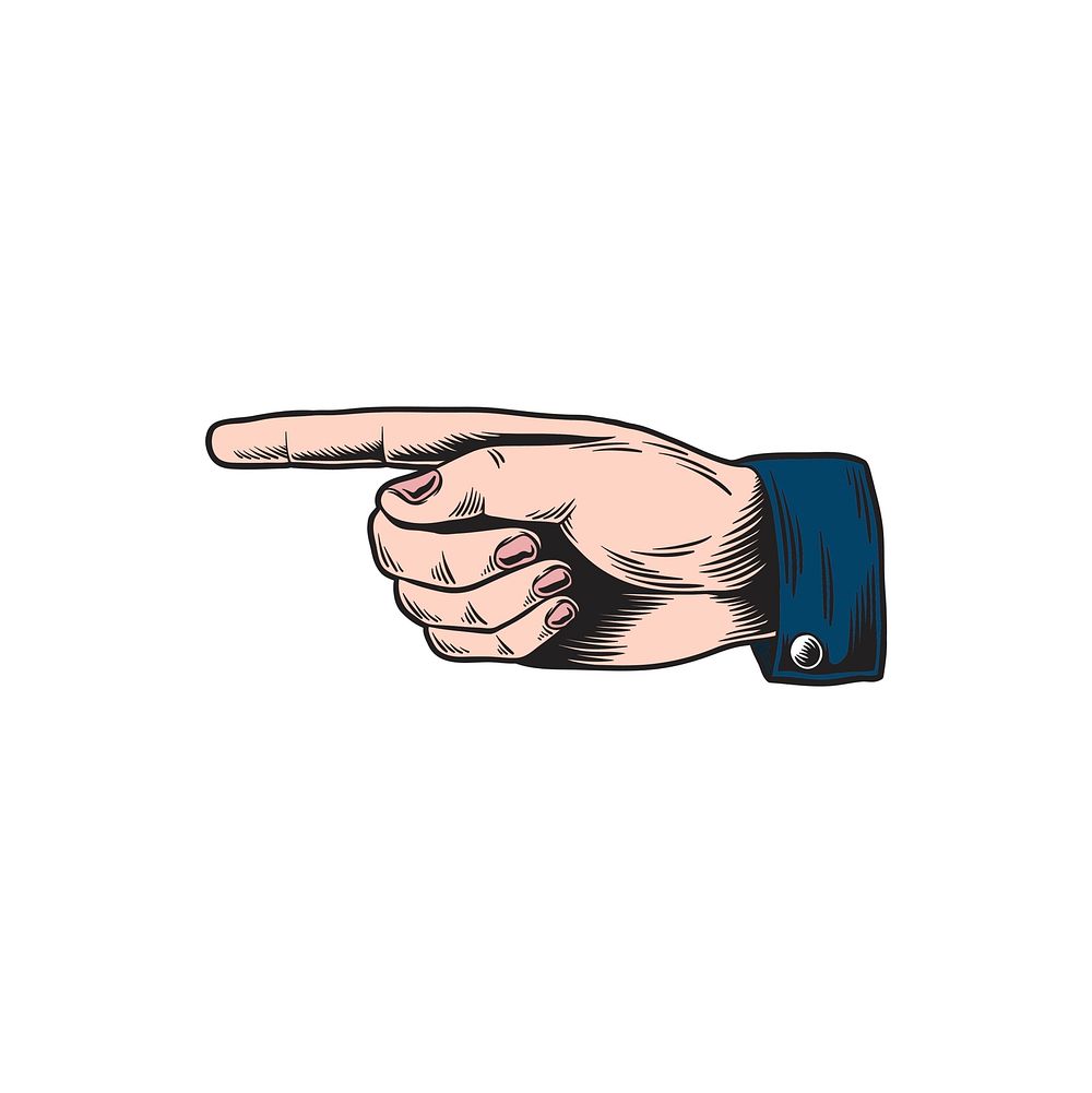 Illustration of hand pointing to the left icon