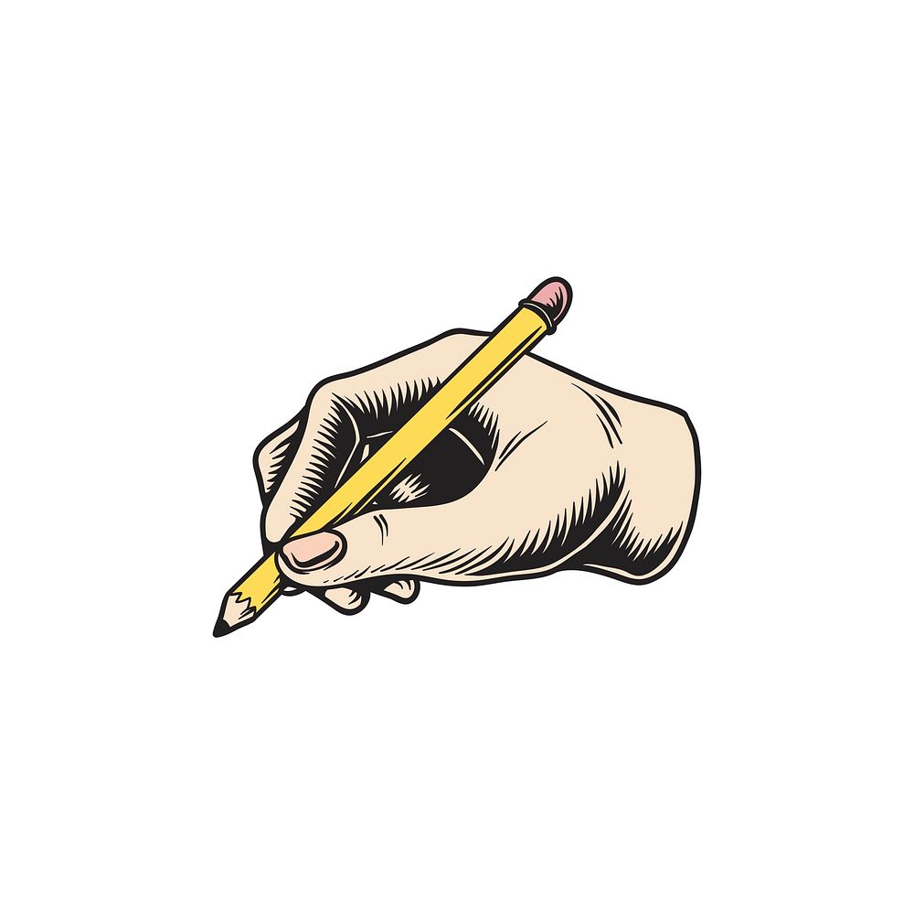 Illustration of a hand writing with a pencil