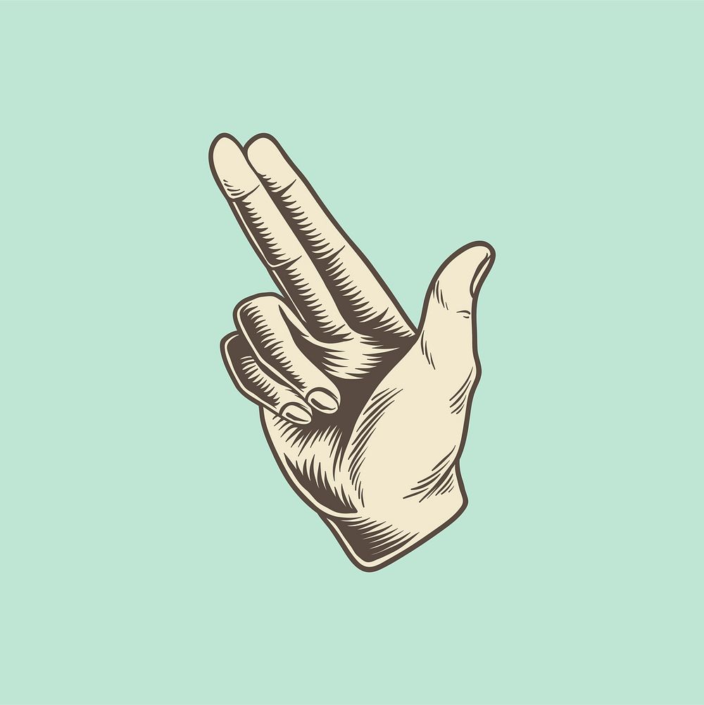 Illustration of hand in pointing gun shape icon