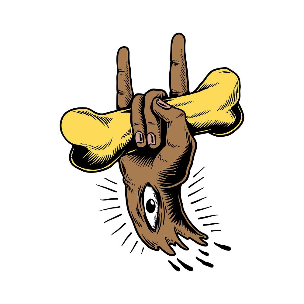 Illustration of hand holding bone icon