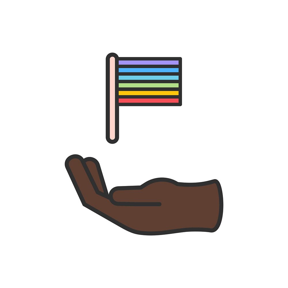 Illustration of hand with a pride flag