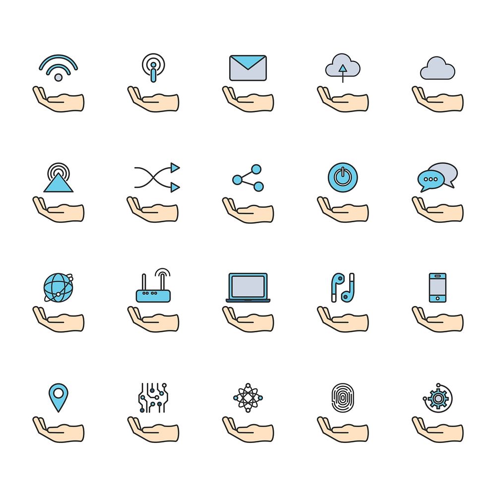 Illustration of online network icons set