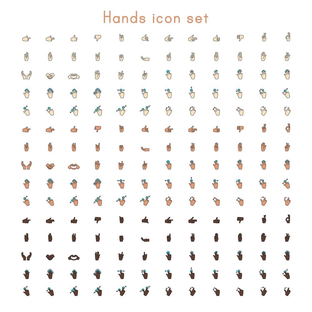 Illustration of hands gesture set in thin line