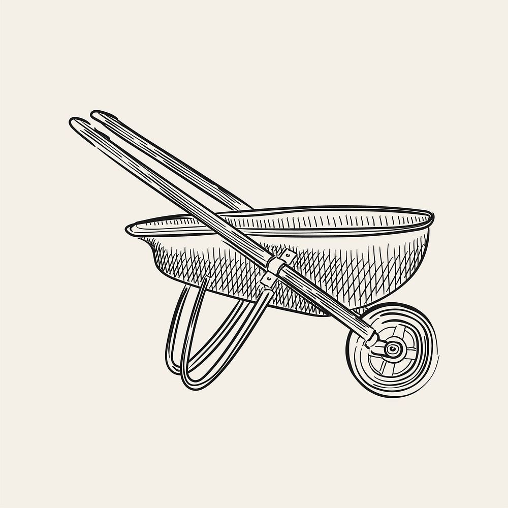 Vintage illustration of a wheelbarrow