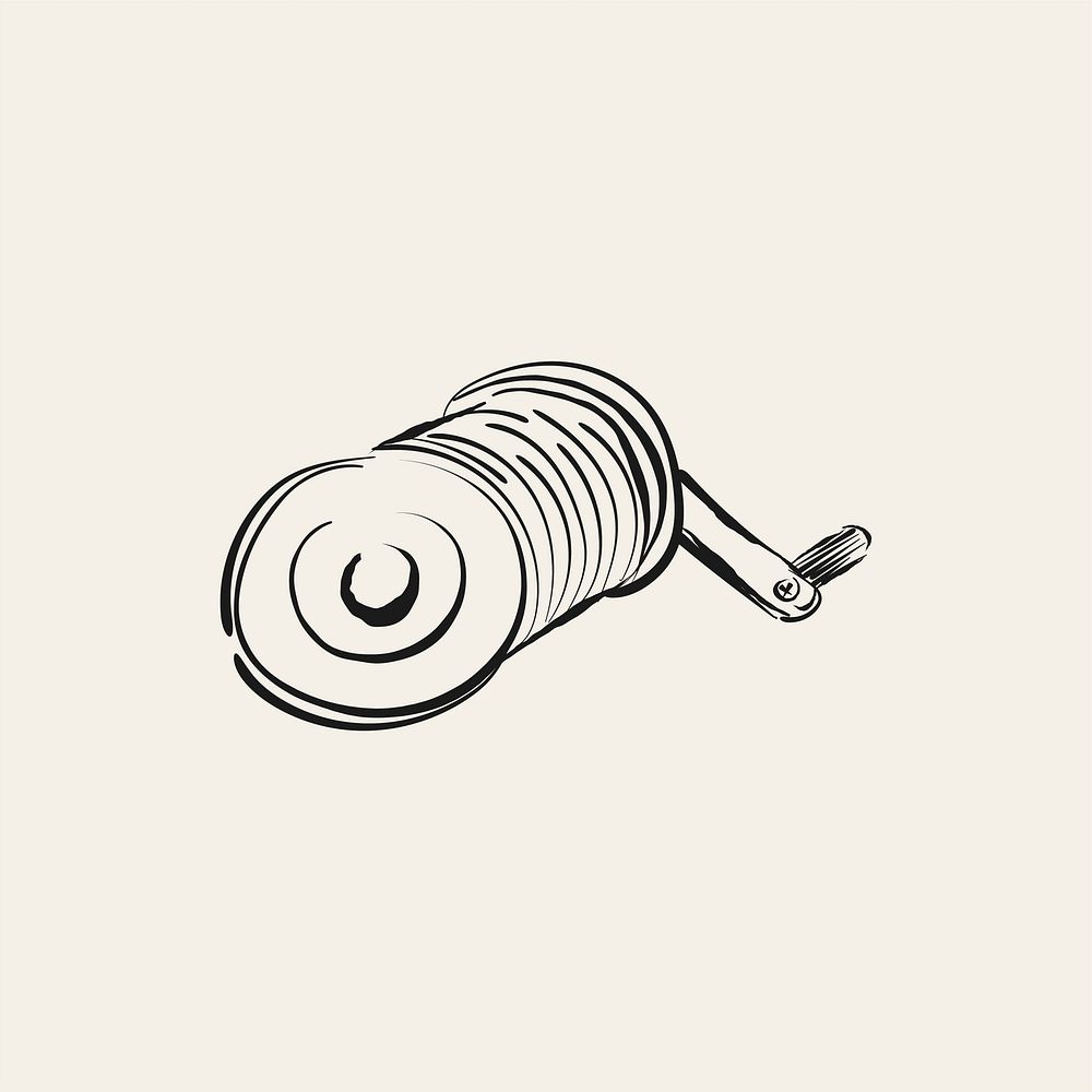 Vintage illustration of a fishing rod spinning reel