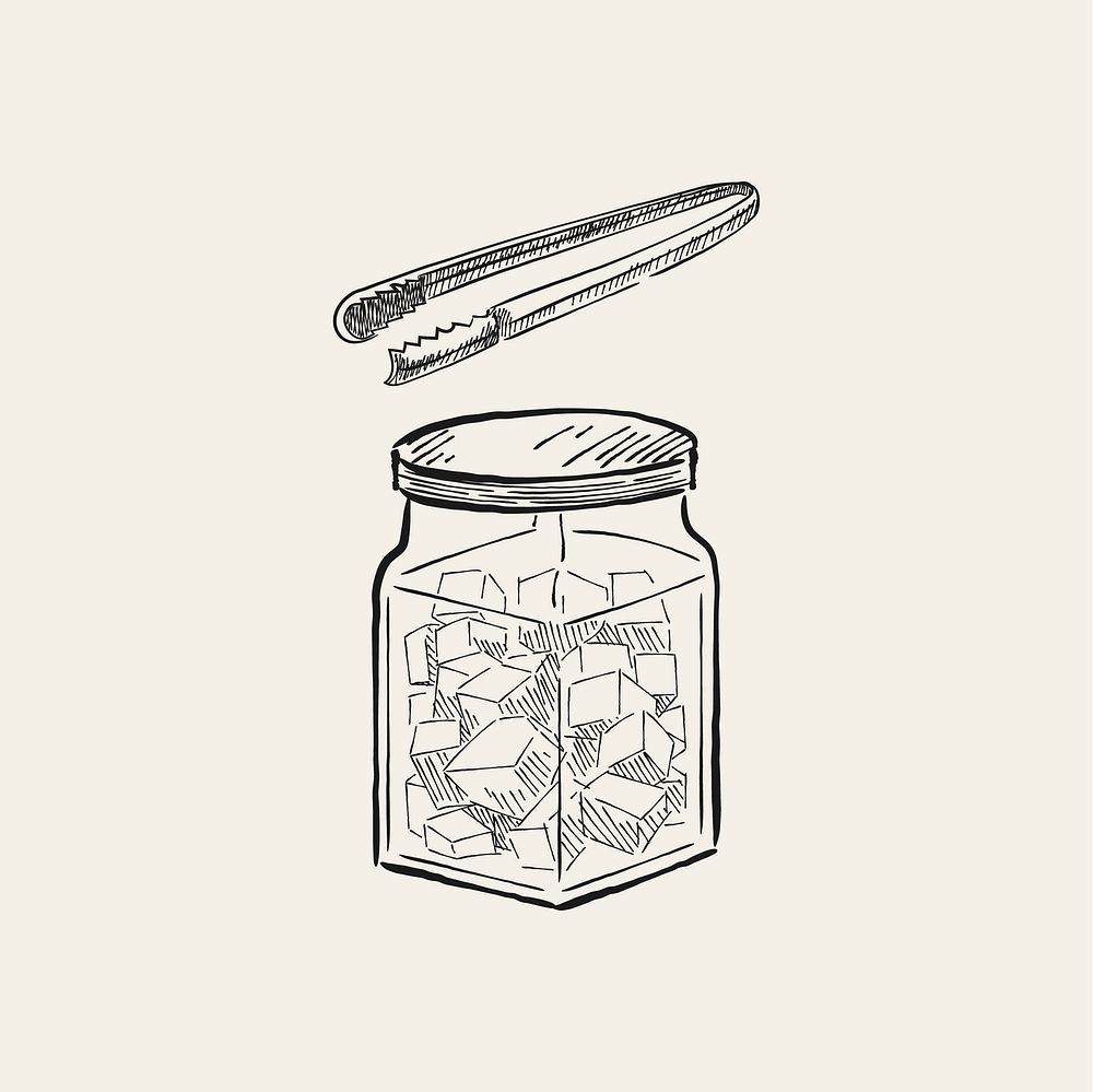 Vintage illustration of a jar with sugar cubes