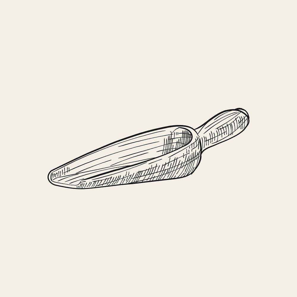 Vintage illustration of a wooden scoop