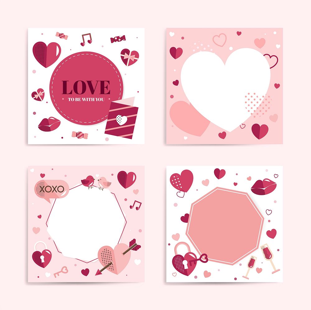 Valentine's Day blank backgrounds vector set