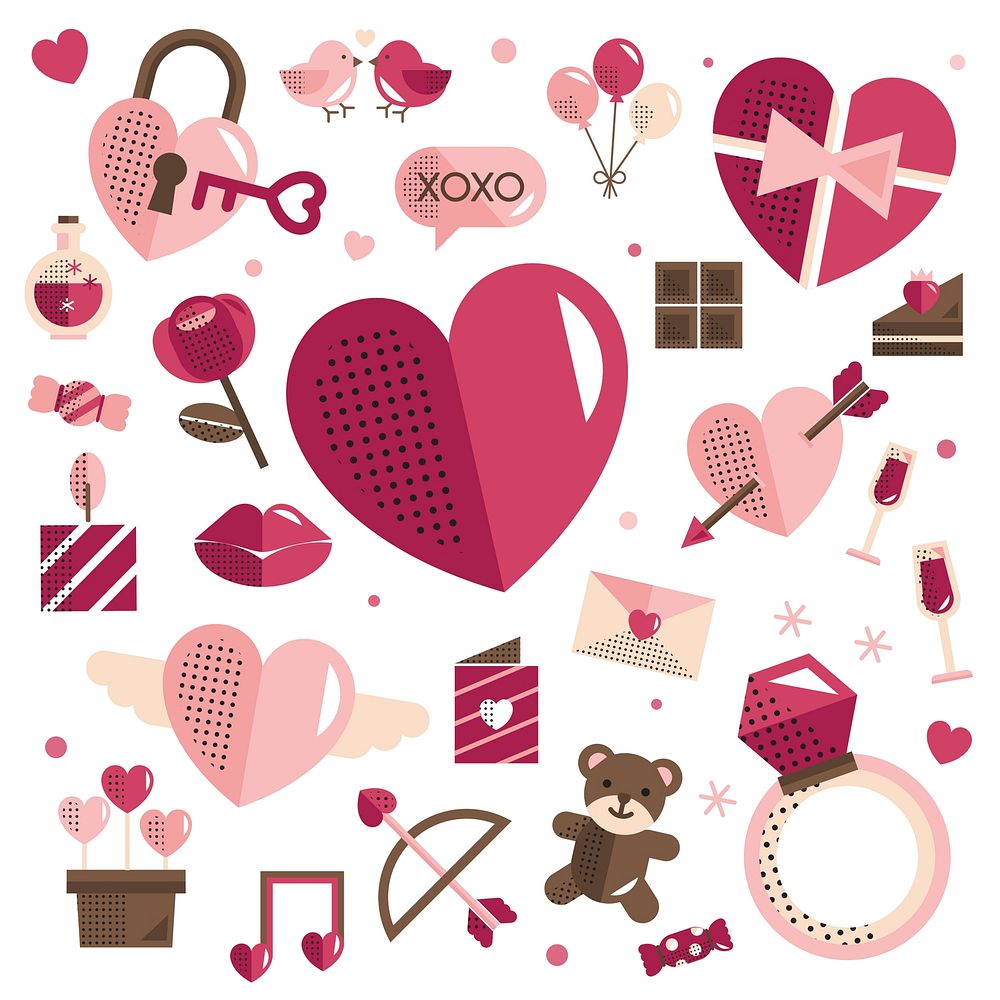 Valentine's Day icons vector set