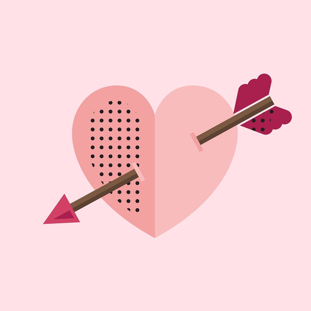 Pink heart with a cupid arrow vector
