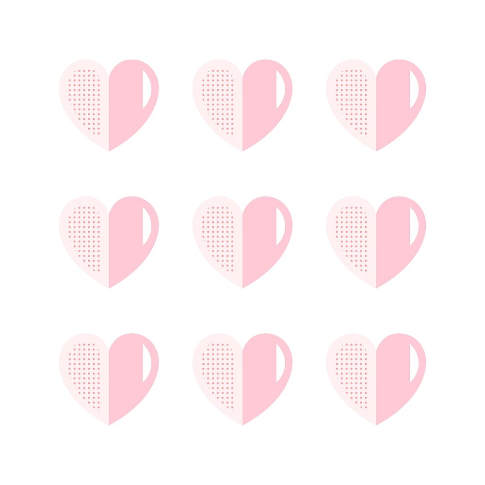 Pink and white hearts vectors in repetition