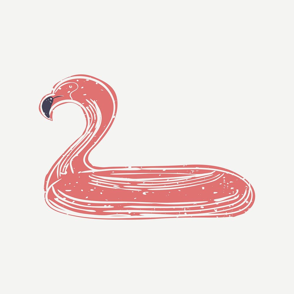Muted red flamingo printmaking psd cute design element