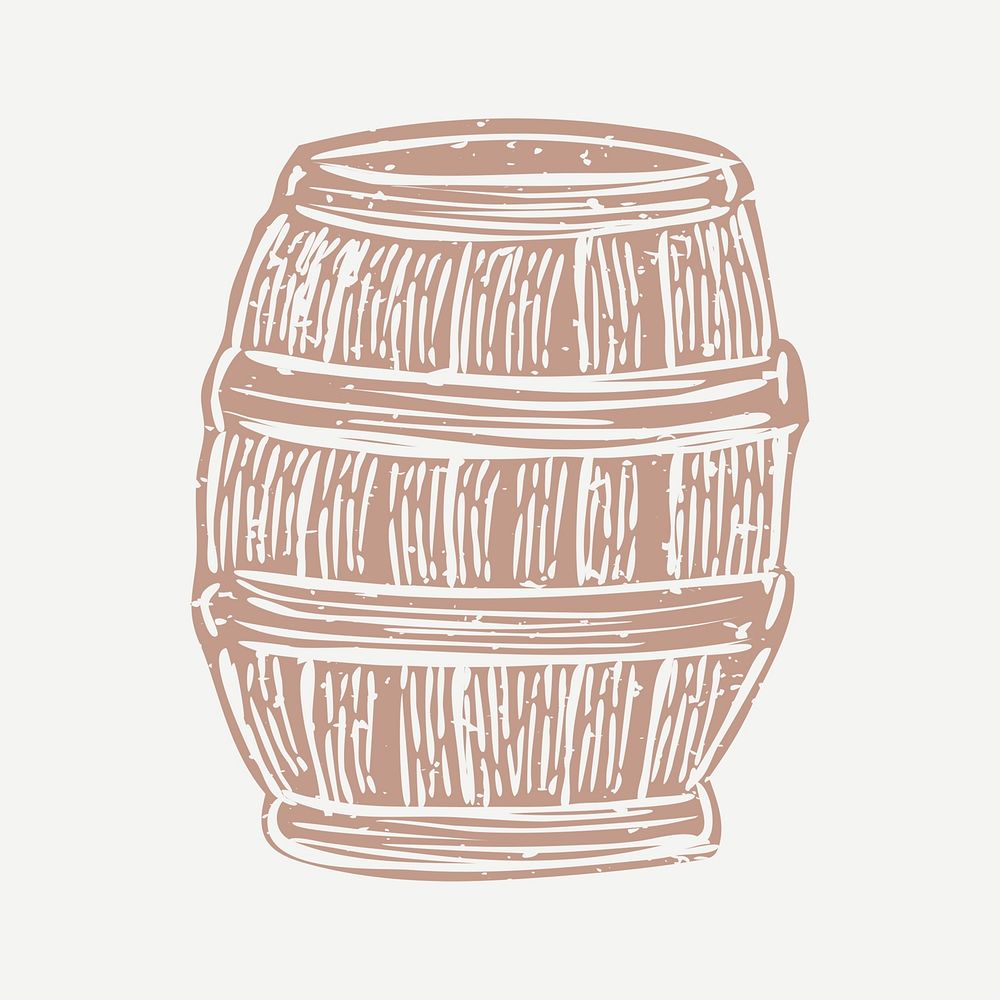 Wooden barrel in cartoon illustration