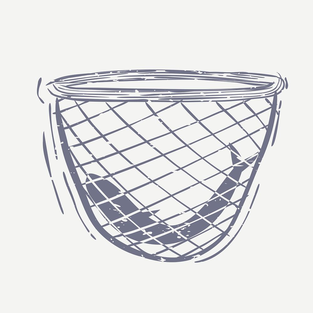 Muted navy fishing net in cartoon illustration