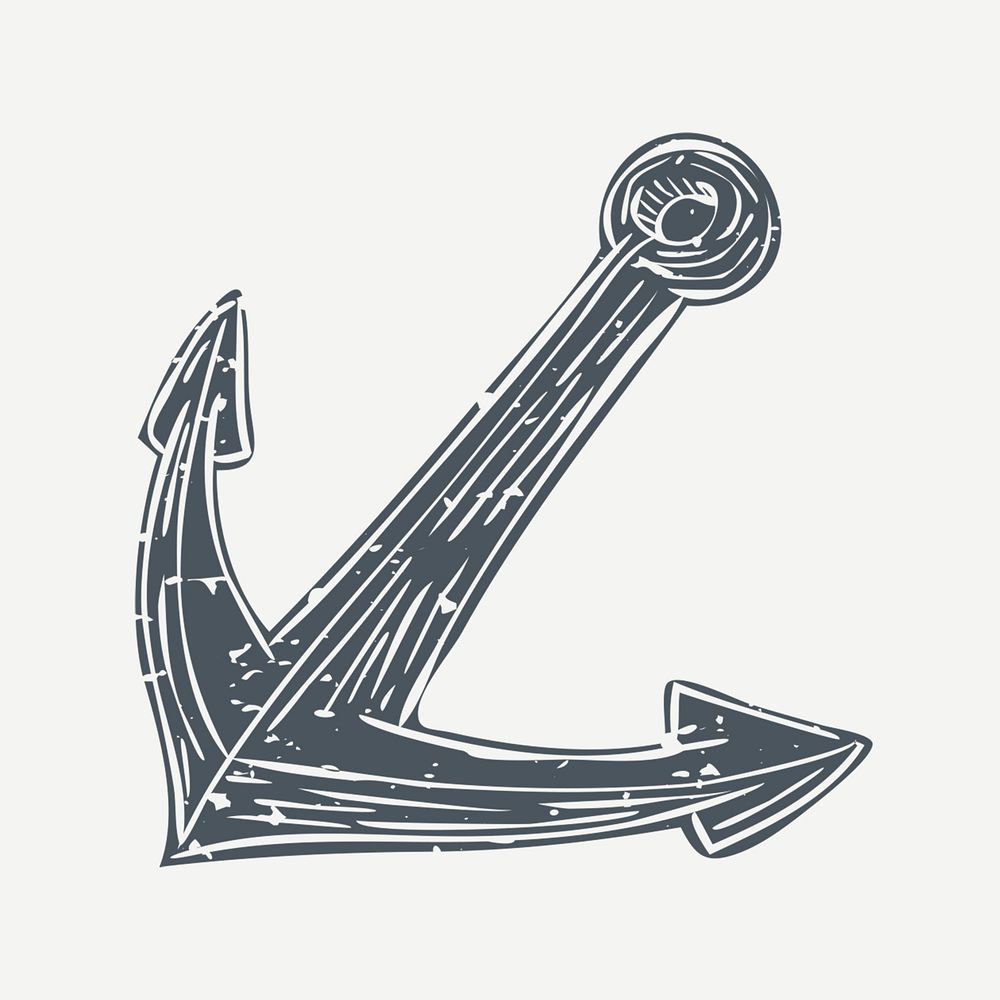 Anchor linocut psd cute design element